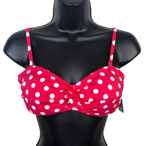 NEW Apt. 9 Womens M Pink Polka Dot Bandeau Bikini Swim Top - Picture 1 of 8